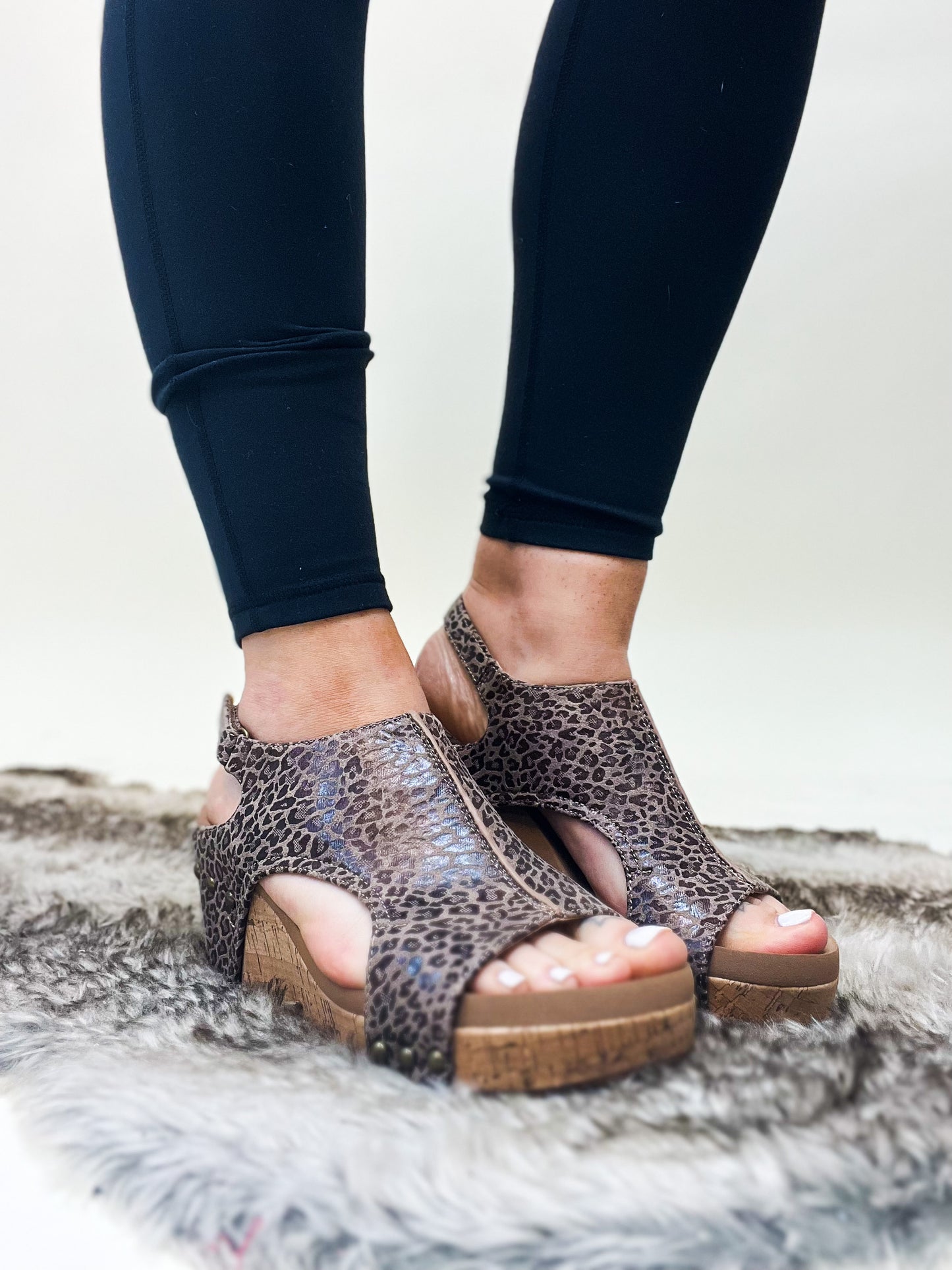 Corky's Taupe Small Leopard Ashley Sandals