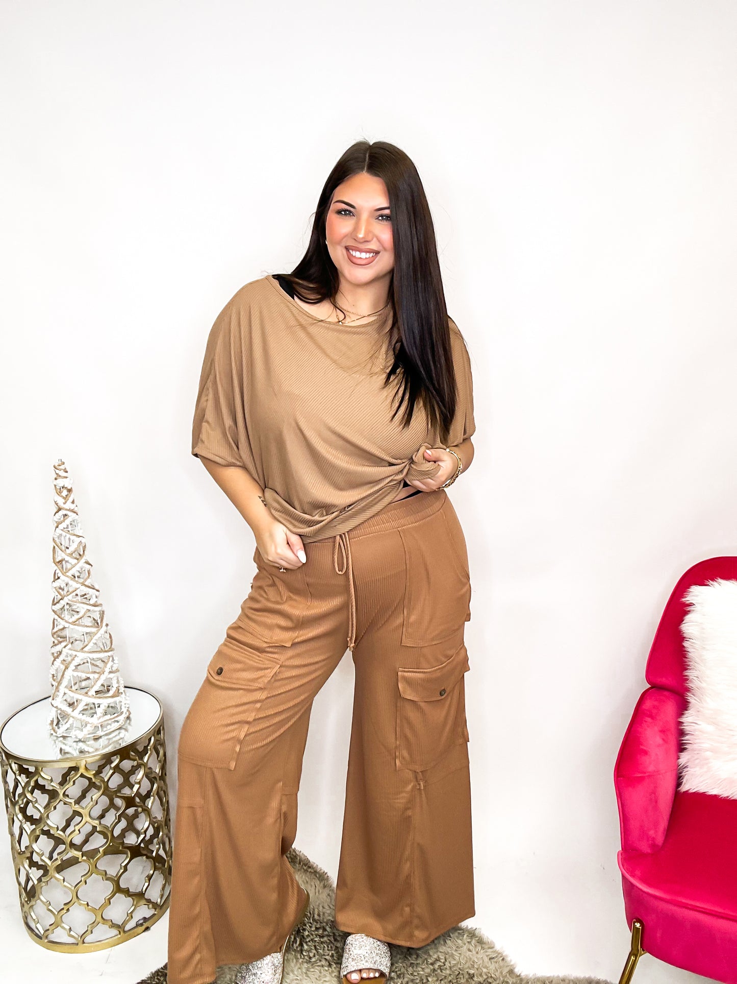 Black Friday Deal: Wide Stride Cargo Pants in Mocha - Reg/Curvy