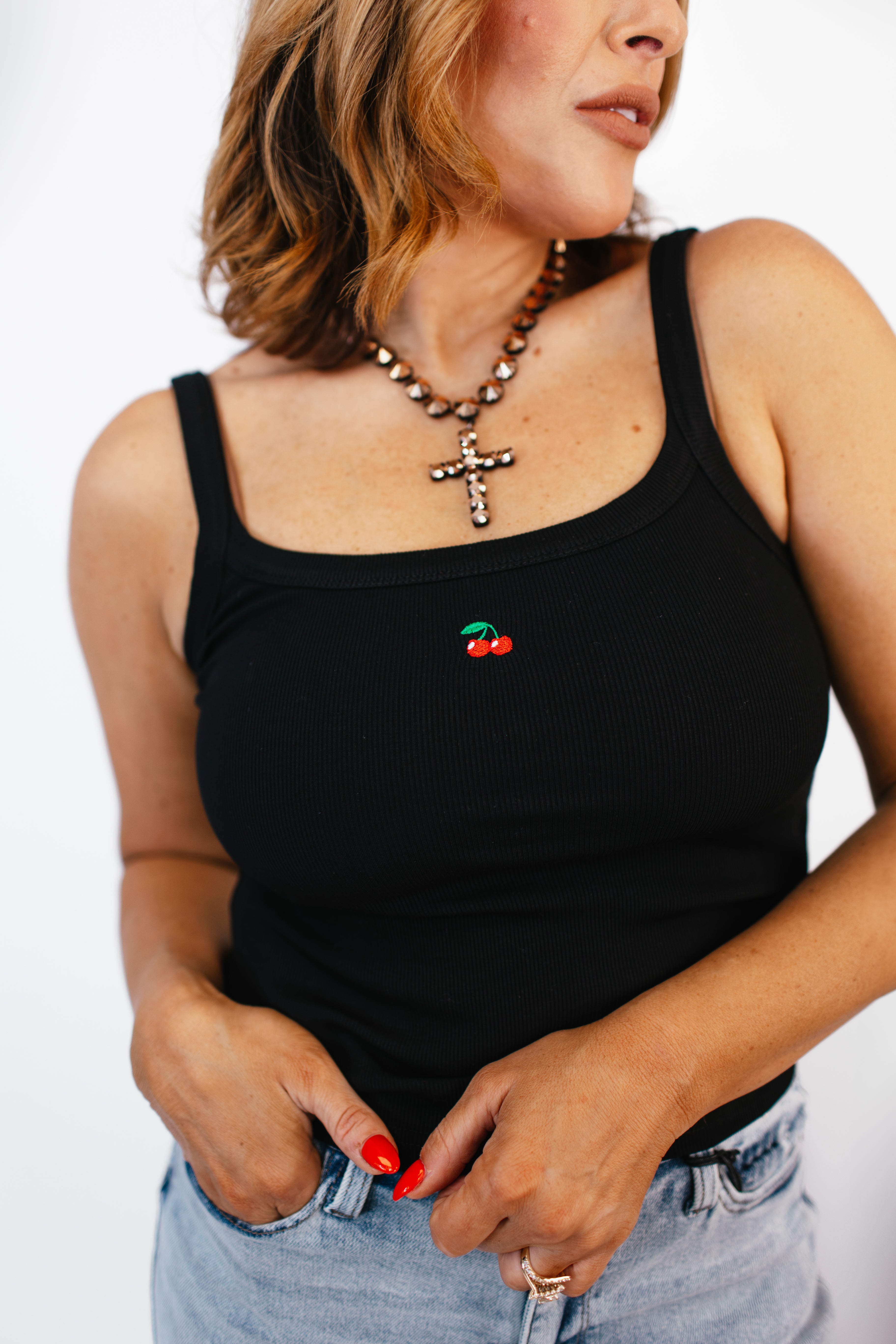 Cherry Pop Tank in Black – Macoma Boutique