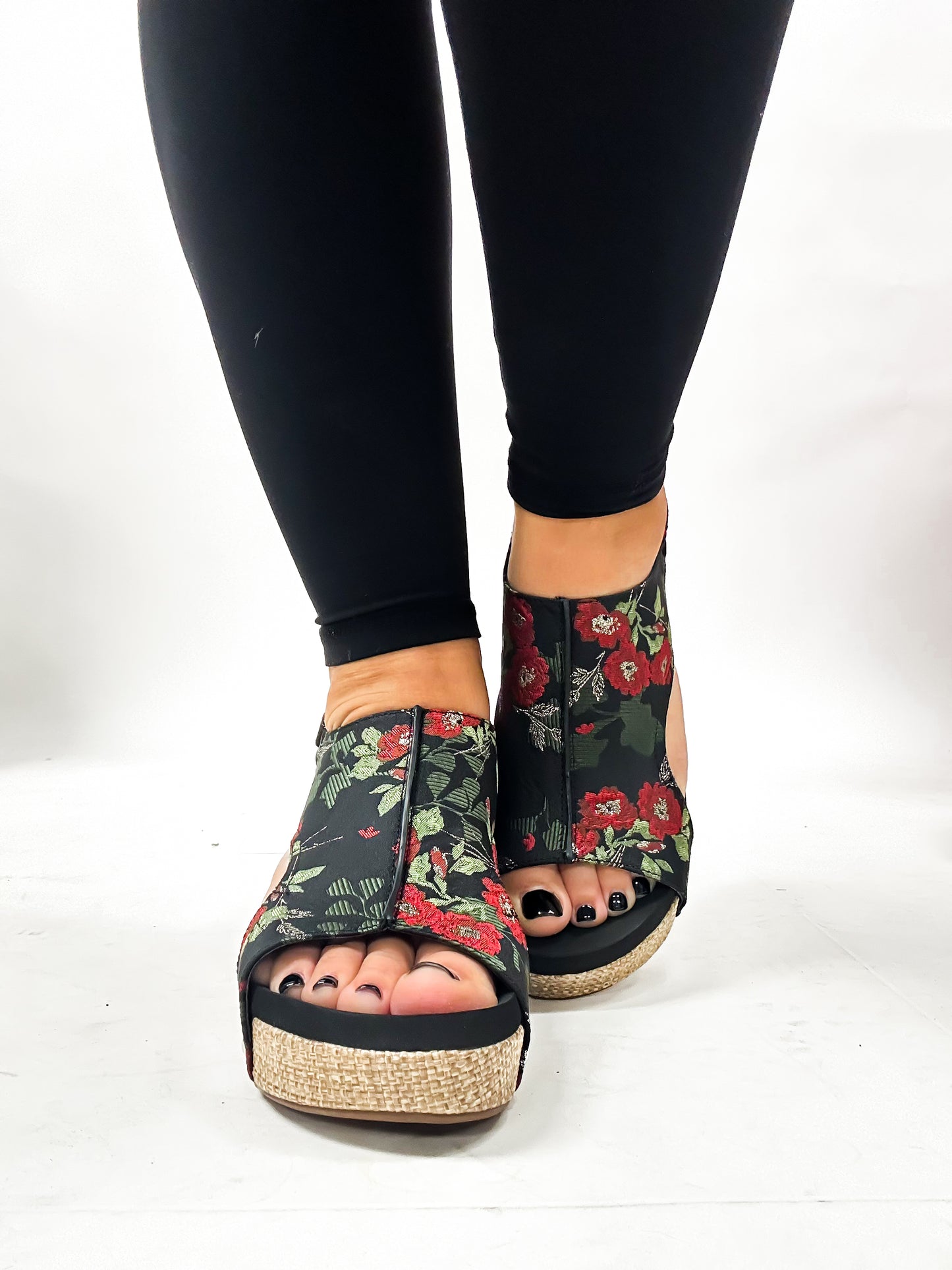 Corky's Black Red Floral Carley Sandals FINAL SALE