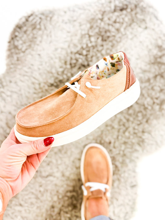 Presale: Corky's Camel Faux Suede Kayak 2 Sneakers - FINAL SALE