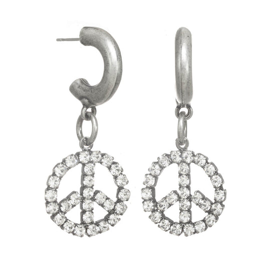 Tova Peace Be With You Earrings in Antique Silver