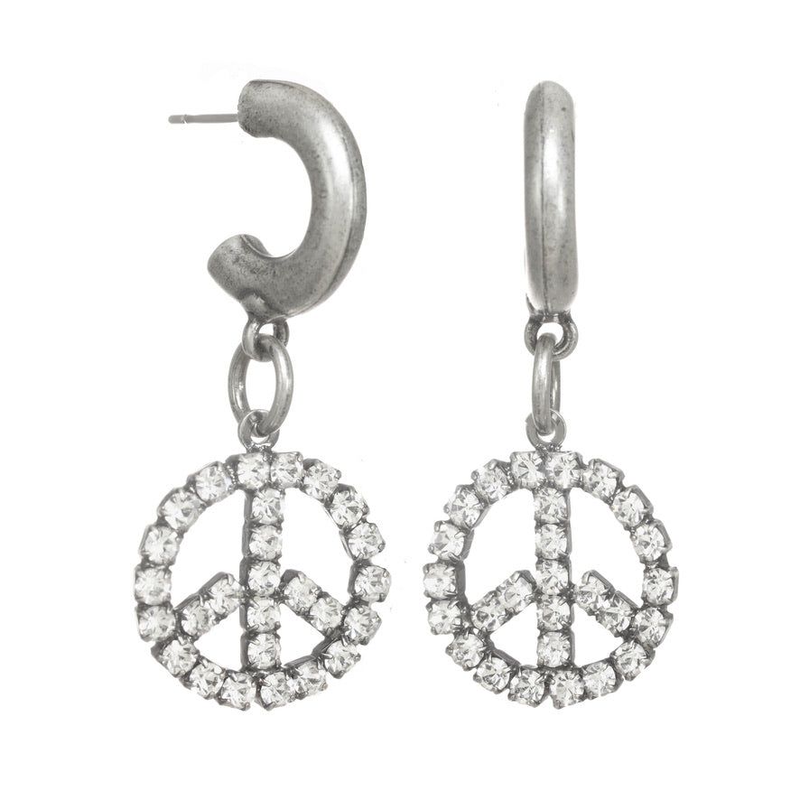 Tova Peace Be With You Earrings in Antique Silver