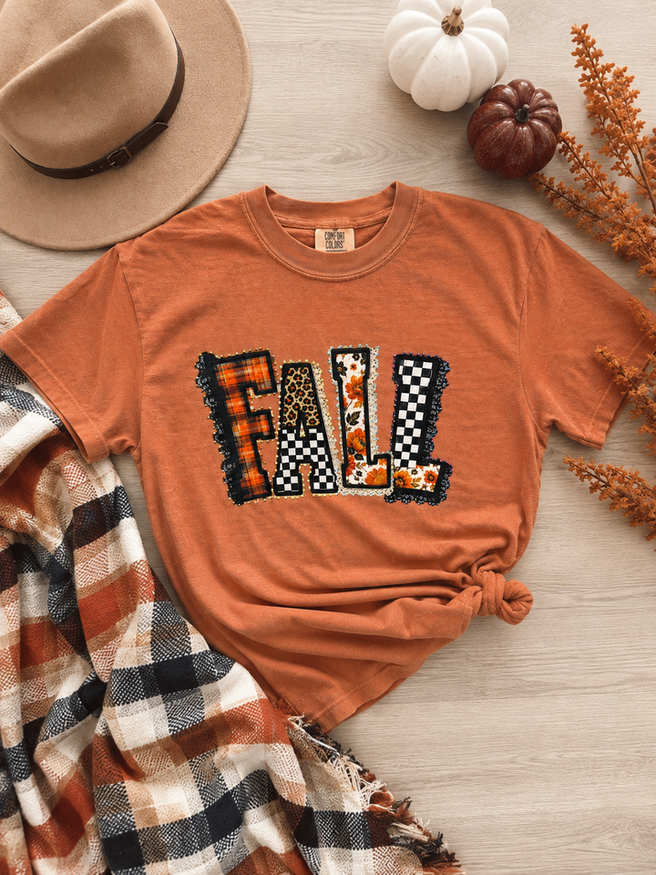 Fall Patchwork Graphic Tee - FINAL SALE