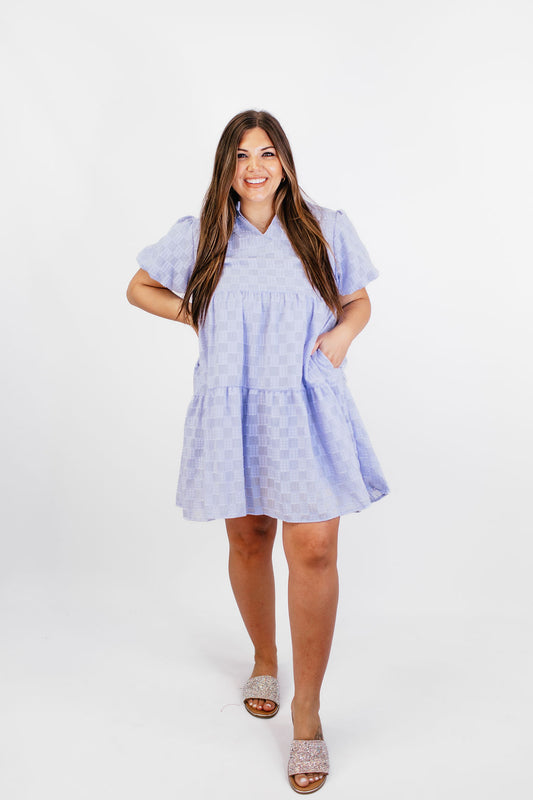Purple Checkered Flag Dress - Reg/Curvy