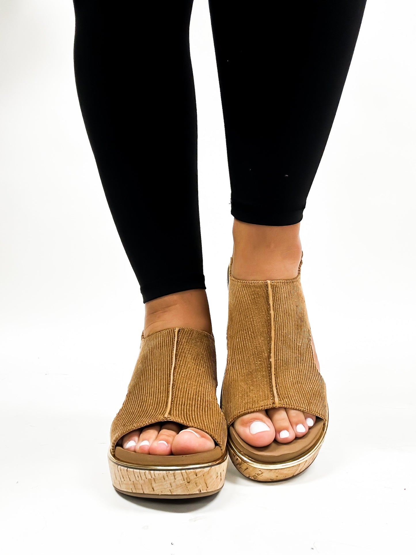 Corky's Chestnut Corduroy Carley Wedges FINAL SALE