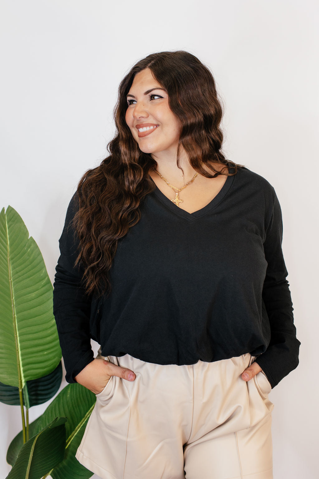 Effortless Essential Long Sleeve Top In Black
