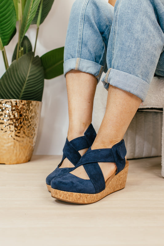 Corky's Navy Faux Suede Case Closed Shoes