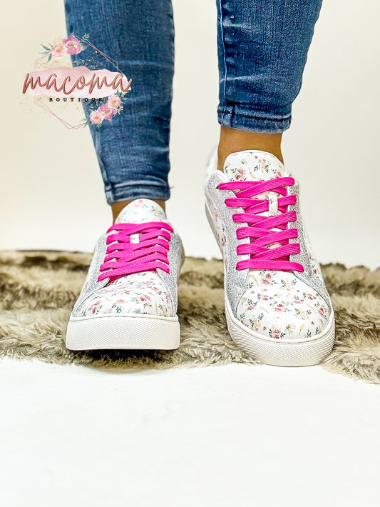 Corky's White Ditzy Flower Supernova Sneakers