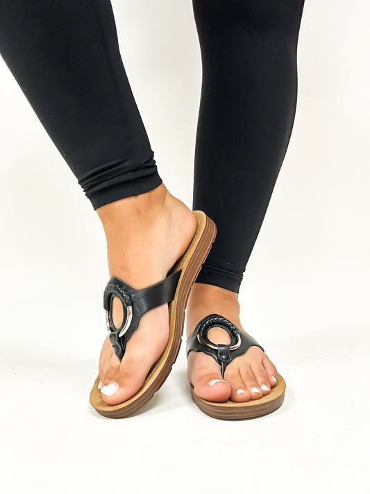 Corky's Black Ring My Bell Sandals