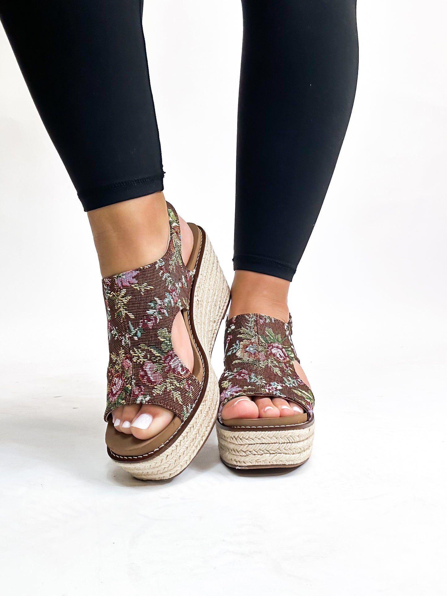 Corky's Rust Brocade Floral Freddie Wedges