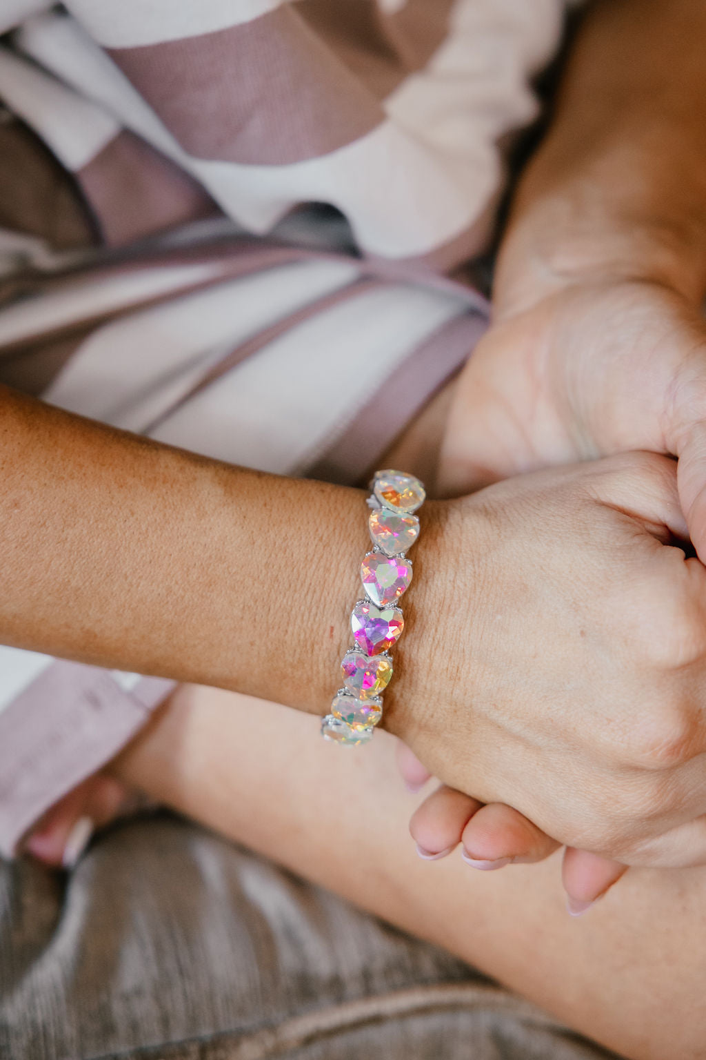 First Date Stretch Bracelet in Rhodium Plated With AB Crystal