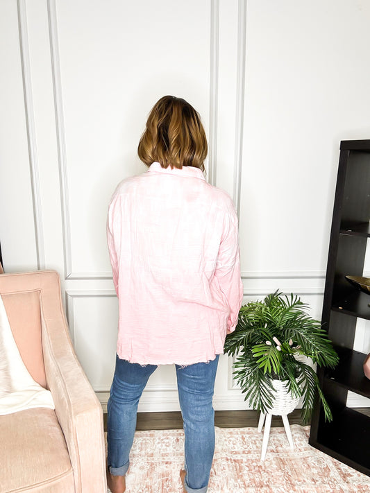 Pink Horizon Button Down Top - Reg/Curvy