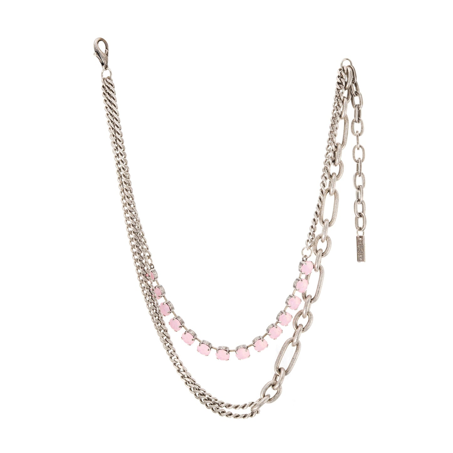 Tova Cricket Necklace in Antique Silver Petal Pink