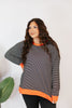 Cozy Trends Pullover In Stripe Orange - Reg & Curvy