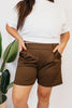 Chic & Comfy Belt Loop Shorts in Brown - Reg & Curvy