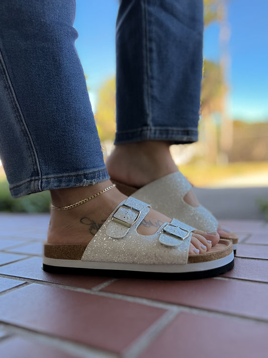Corky's White Glitter Beach Babe Sandals