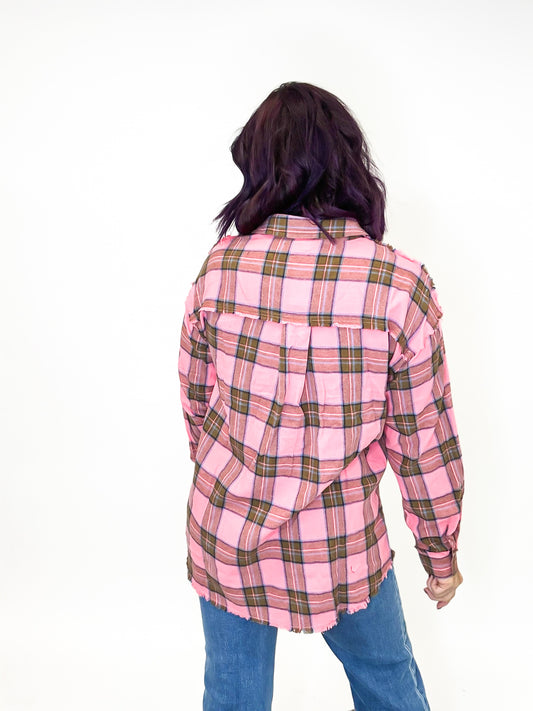 Pink Lady Flannel Plaid Shirt - Reg/Curvy