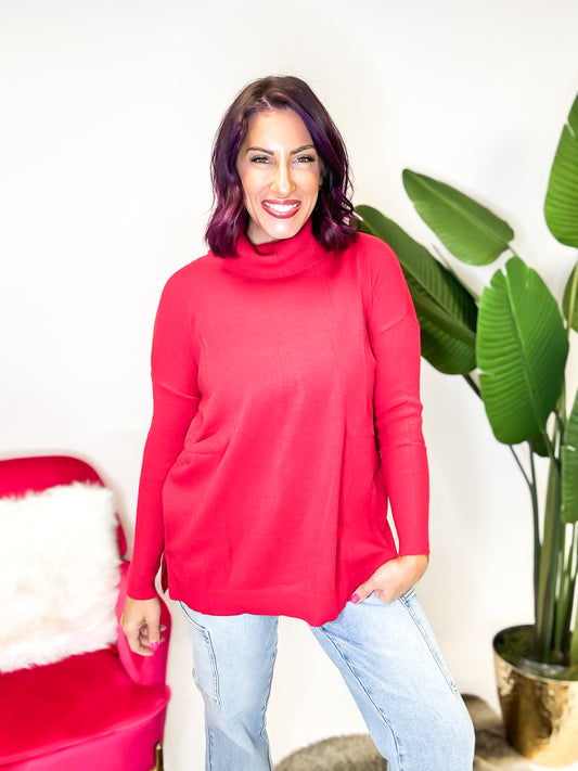 Cozy Turtleneck Sweater in Cranberry - Reg/Curvy