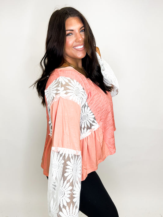 Flare Charm Top in Coral