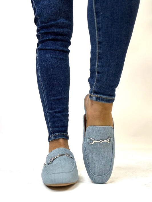 Corky's Blue Denim Charmer Mules