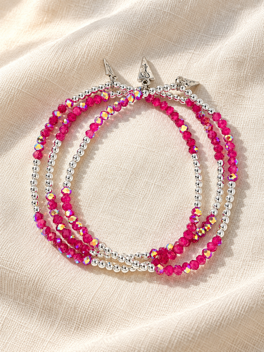Twinkle Twinkle Anklet In Hot Pink Silver
