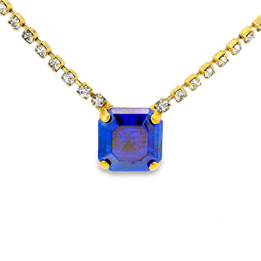 Tova Rhys Square Necklace in Gold Sapphire Champagne - FINAL SALE
