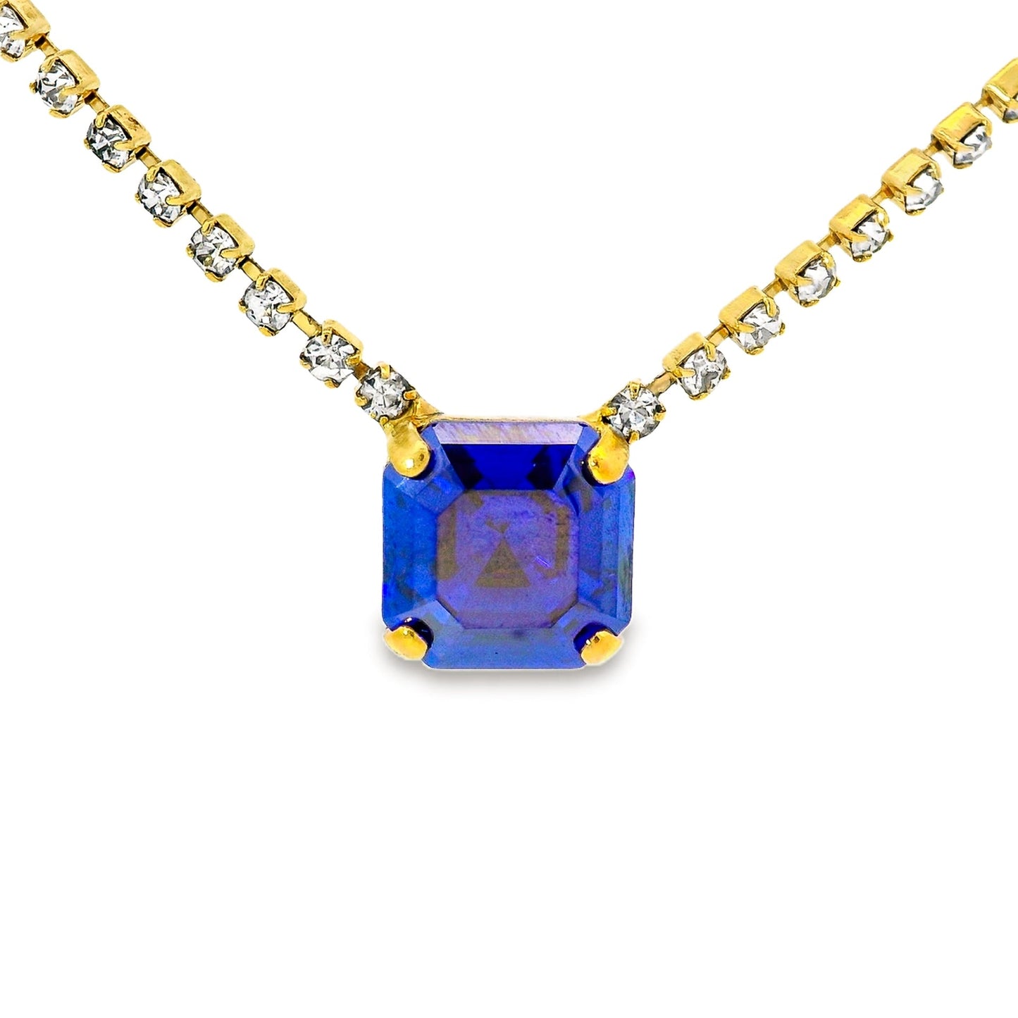 Tova Rhys Square Necklace in Gold Sapphire Champagne - FINAL SALE