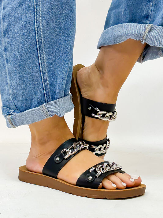 Corky's Black Seeing Double Sandals