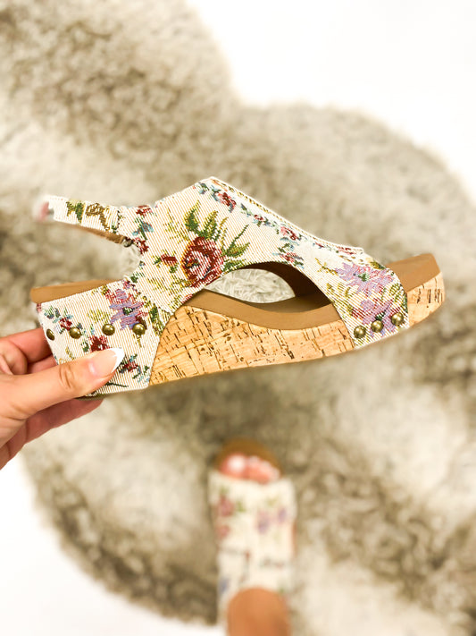 Corky's Sand Brocade Floral Carley Sandals