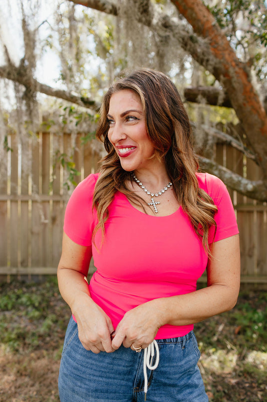 What's The Scoop Top In Flamingo Pink