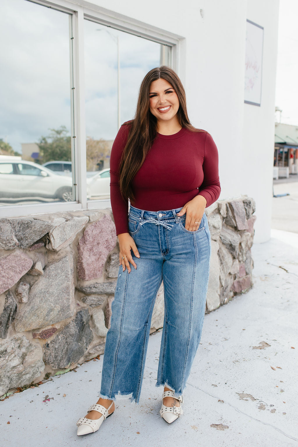 Sleek Fit Bodysuit In Oxblood