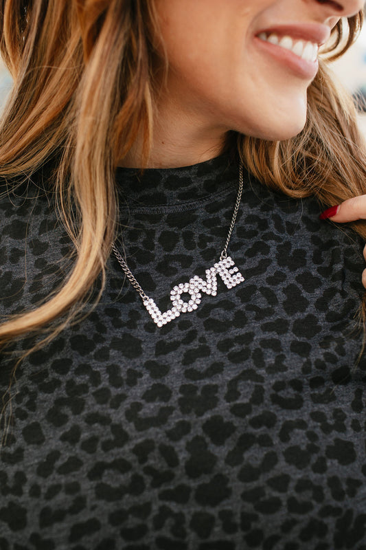 Tova Mini La La Love Necklace in Antique Silver Clear  - FINAL SALE