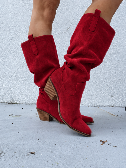 Corky's Red Faux Suede City Slicker Boots