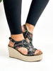 Corky's Black Brocade Floral Freddie Wedges