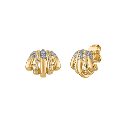 5 Rows Scattered Pave Earring in Silver/Gold