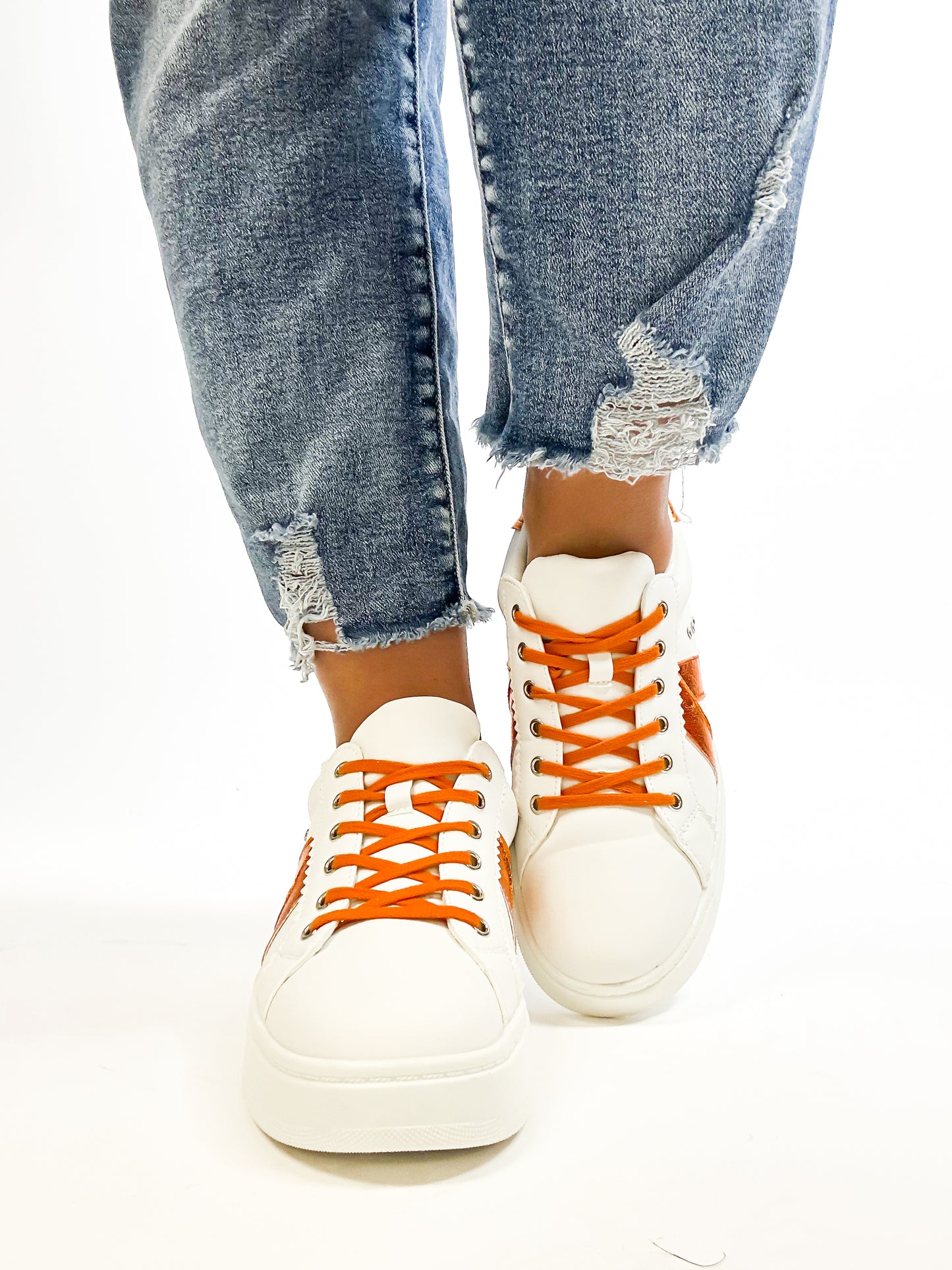 Corky's Orange Crinkle Metallic Tailgate Sneakers