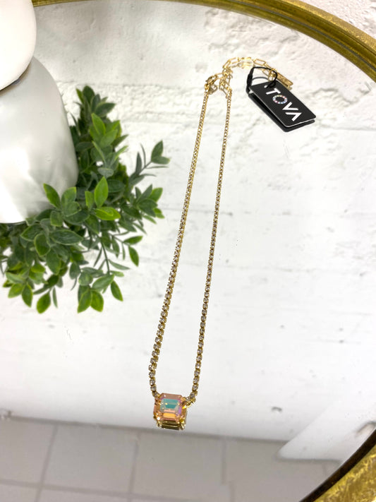 Tova Rhys Rectangle Necklace in Light Rose Lemon - FINAL SALE
