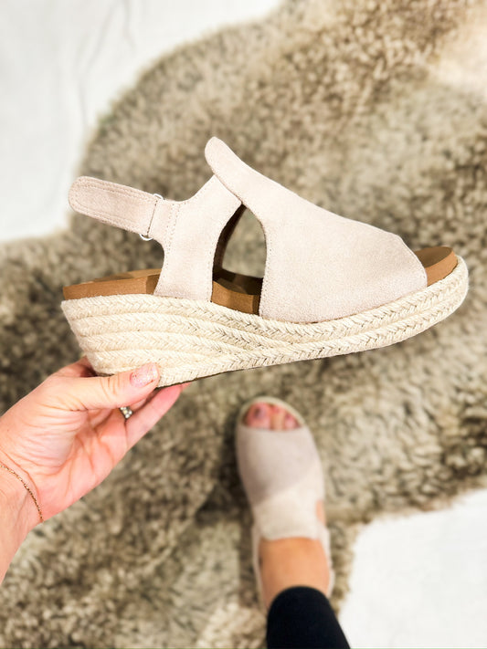 Presale: Corky's Sand Faux Suede Pose Wedges