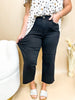 Judy Blue Lizzy High Rise Control Top Wide Leg Crop Jeans in Black