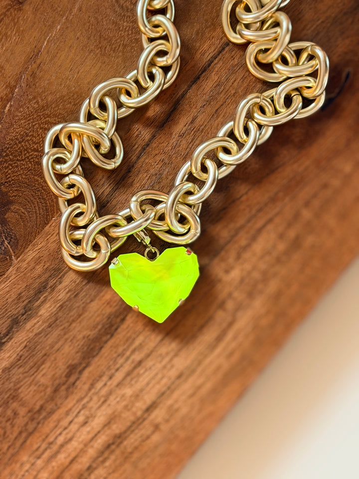 Love Struck Heart Charm In Lime