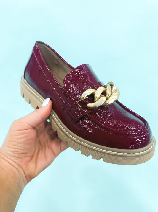 Presale: Corky's Dark Red Crinkle Patent Not Literally Shoes