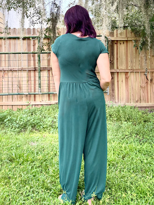 Phierce Fashions Jumpsuit in Hunter Green - Reg/Curvy