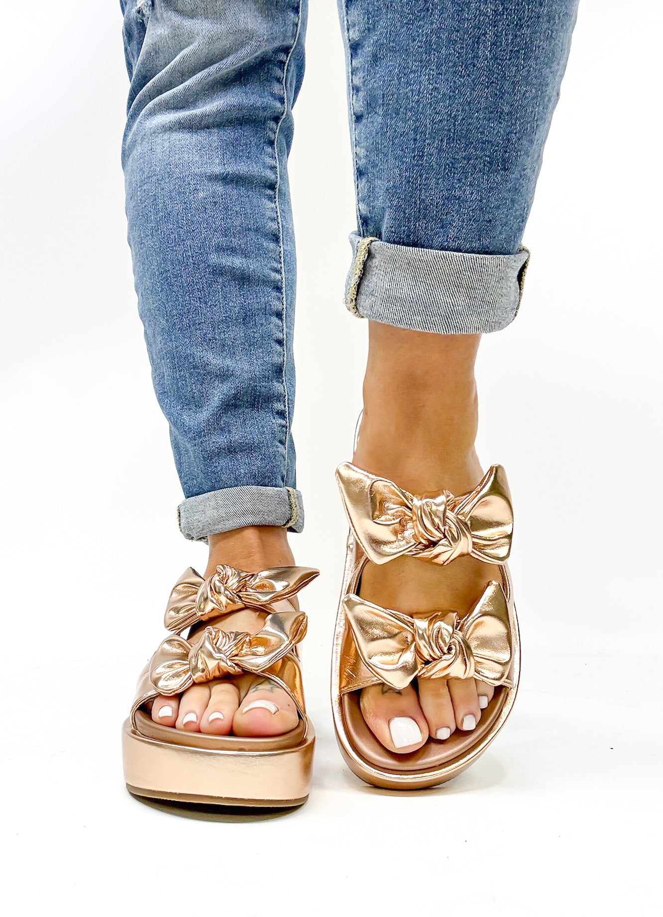 Corky's Rose Gold Metallic Lil Bit Knotty Sandals