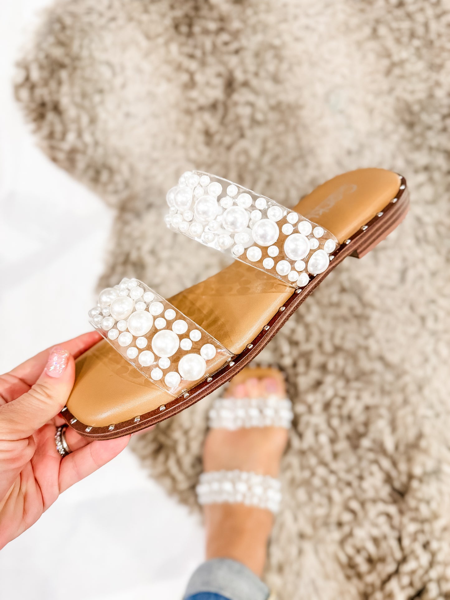 Corky's Clear with Pearls Mamma Mia Sandals