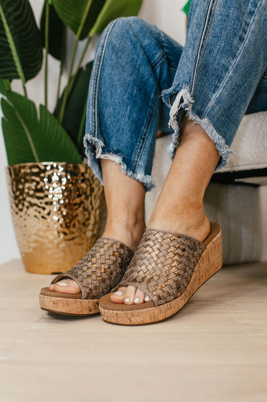 Corky's Washed Bronze Metallic Wine and Dine Sandals