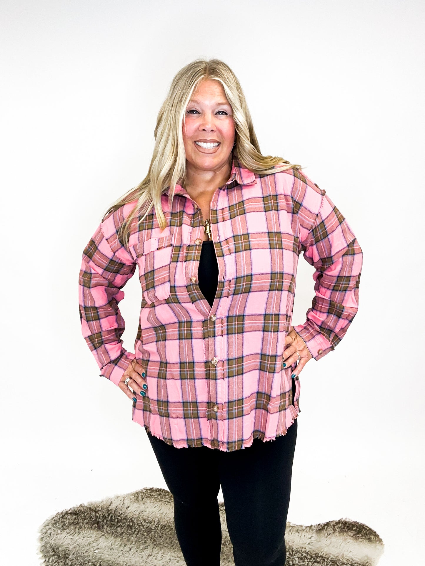 Chemise à carreaux en flanelle Pink Lady - Reg/Curvy