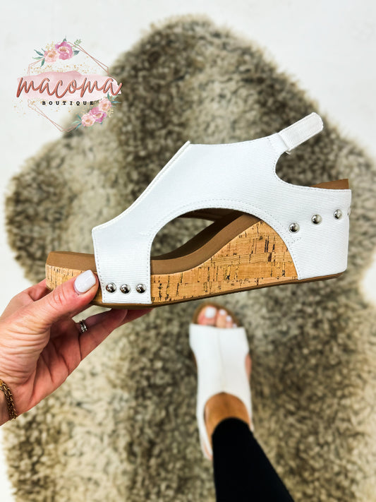 Corky's White Canvas Carley Sandals