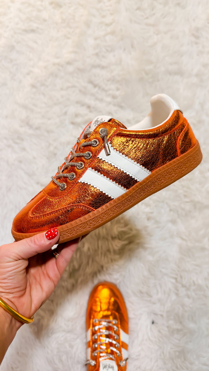 Corky's Orange Metallic Heads Up Sneakers