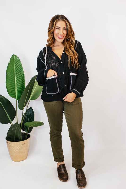 Everything Has A Season Jacket in Black